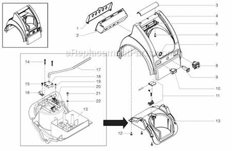 Upper Housing Assembly Diagram and Parts List for 115  Titan Sprayer