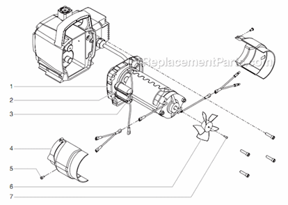 Motor Assembly Diagram and Parts List for 500 0552055 Titan Paint Sprayer
