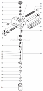 Fluid Section Assembly Diagram and Parts List for 500 0552055 Titan Paint Sprayer