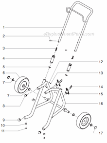Upright Cart Assembly Diagram and Parts List for 600 0552058 Titan Paint Sprayer