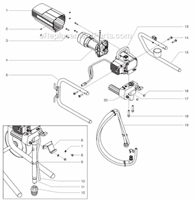 Main Assembly Diagram and Parts List for 500 0552074 Titan Paint Sprayer