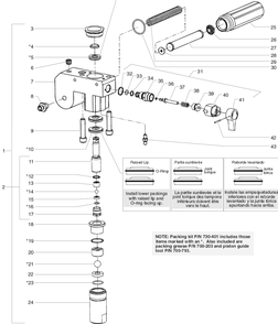 640i Fluid Section Assembly Diagram and Parts List for 640I  Titan Paint Sprayer