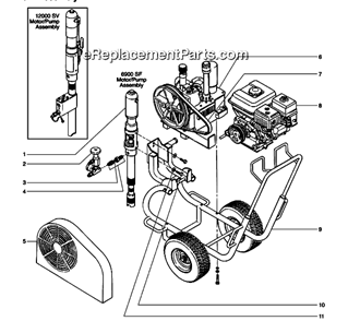 Main Assembly Diagram and Parts List for 1200SV 600-171 Titan Sprayer