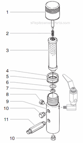 Filter Assembly Diagram and Parts List for 6900XLT 448-305 Titan Sprayer