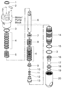 Part Location Diagram of 143-500 Titan Fluid Section Service Kit, Major