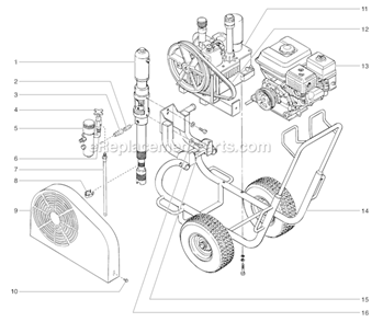 Main Assembly Diagram and Parts List for 6900GHD 448-606 Titan Sprayer