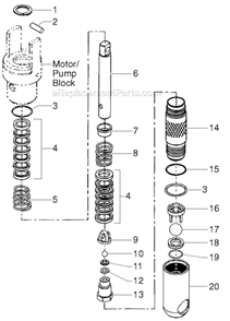 Fluid Section Diagram and Parts List for 8900XLT 449-315 Titan Sprayer