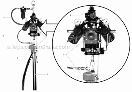 Pump Assembly Diagram and Parts List for 15:1 515-597 Titan Sprayer
