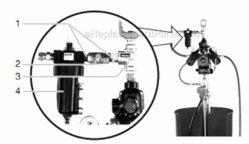 Automatic Lubricator Diagram and Parts List for 15:1 515-597 Titan Sprayer