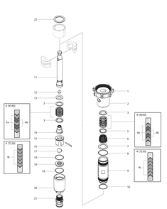 Hydra X (4540) Fluid Section Diagram and Parts List for 4540-7230 Hydra X Titan Paint Sprayer