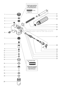 Fluid Section Assembly Diagram and Parts List for 640IX 765-3035 Titan Sprayer