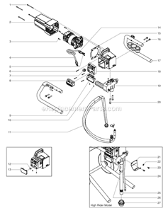 Part Location Diagram of 704-554 Titan Fluid Section Assembly (High Rider)