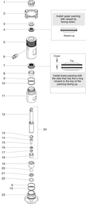 Impact 740/840 Fluid Section Assembly (P/N 805-1010) Diagram and Parts List for 740-840  Titan Paint Sprayer