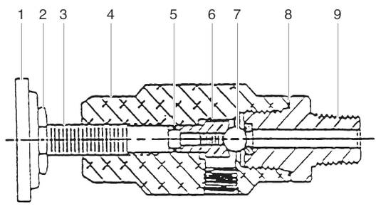 Bleed Valve Assembly Diagram and Parts List for 944-620 commander Titan Paint Sprayer