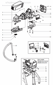 Main Assembly Diagram and Parts List for 540 805-001 Titan Sprayer