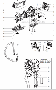 Main Assembly Diagram and Parts List for 640 805-004 Titan Sprayer