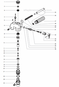 Fluid Section Assembly Diagram and Parts List for 640 805-004 Titan Sprayer