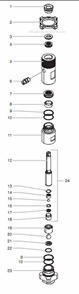 Fluid Section Assembly Diagram and Parts List for 840HIGHRIDER 805-009 Titan Sprayer