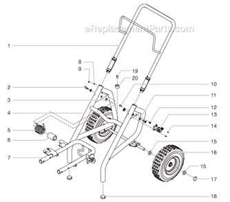 Upright Cart Assembly Diagram and Parts List for 1140 805-011 Titan Sprayer