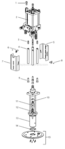 Pump Follower W/ Plate Diagram and Parts List for POWRRAM251 820-100 Titan Paint Sprayer