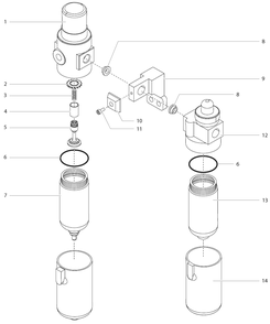 Automatic Filter, Lubricator, Regulator Assembly Diagram and Parts List for AIRCOAT-423  Titan Paint Sprayer