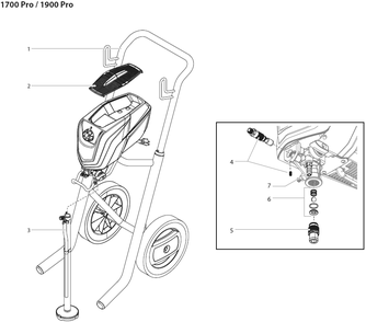 Main Assembly Diagram and Parts List for 1700PRO-1900PRO  Titan Paint Sprayer