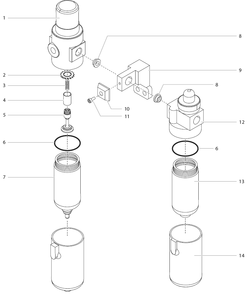 Powrcoat 630 Automatic Filter, Lubricator, Regulator Assembly Diagram and Parts List for 630  Titan Paint Sprayer