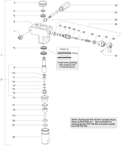 Rentspray 450 Fluid Section Assembly Diagram and Parts List for 450  Titan Paint Sprayer