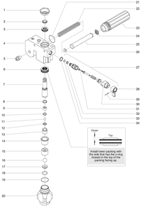 740ix Digital Fluid Section Assembly Diagram and Parts List for 740IX digital Titan Paint Sprayer