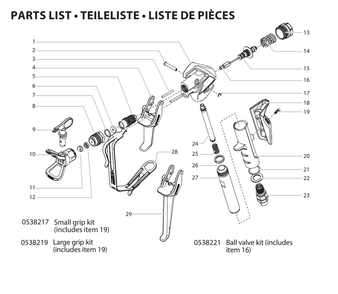 Part Location Diagram of 538219 Titan RX-PRO LARGE GRIP TITAN