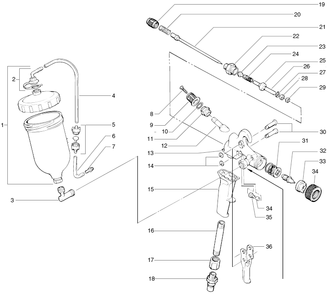 Turbine Top Feed Gun Diagram and Parts List for 0277055  Titan Sprayer