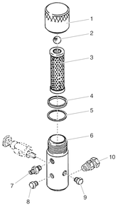 Outlet Manifold Filter Assembly Diagram and Parts List for 920 admiral Titan Paint Sprayer