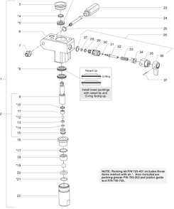 340 Fluid Section Assembly Diagram and Parts List for 340  Titan Paint Sprayer