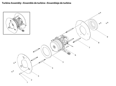 Capspray 105 Turbine Assembly Diagram and Parts List for CAPSPRAY-105HVLP  Titan Paint Sprayer