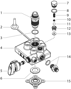 Pump Head Assembly Diagram and Parts List for AIRCOAT-AIR-ASSISTED  Titan Paint Sprayer