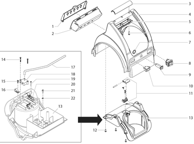 Capspray 75 Upper Housing Assembly Diagram and Parts List for CAPSPRAY-75HVLP  Titan Paint Sprayer