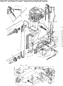Hydra M And Hydra Pro Super Engine Drive And Hydraulic System Diagram and Parts List for HYDRA-M4000  Titan Paint Sprayer