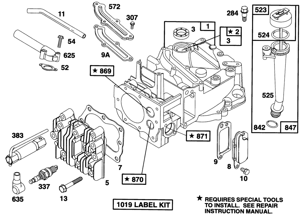 Engine Briggs & Stratton Model 122702-0182-01 Diagram and Parts List for 20907B 4900001 - 4999999 Toro Lawn Mower