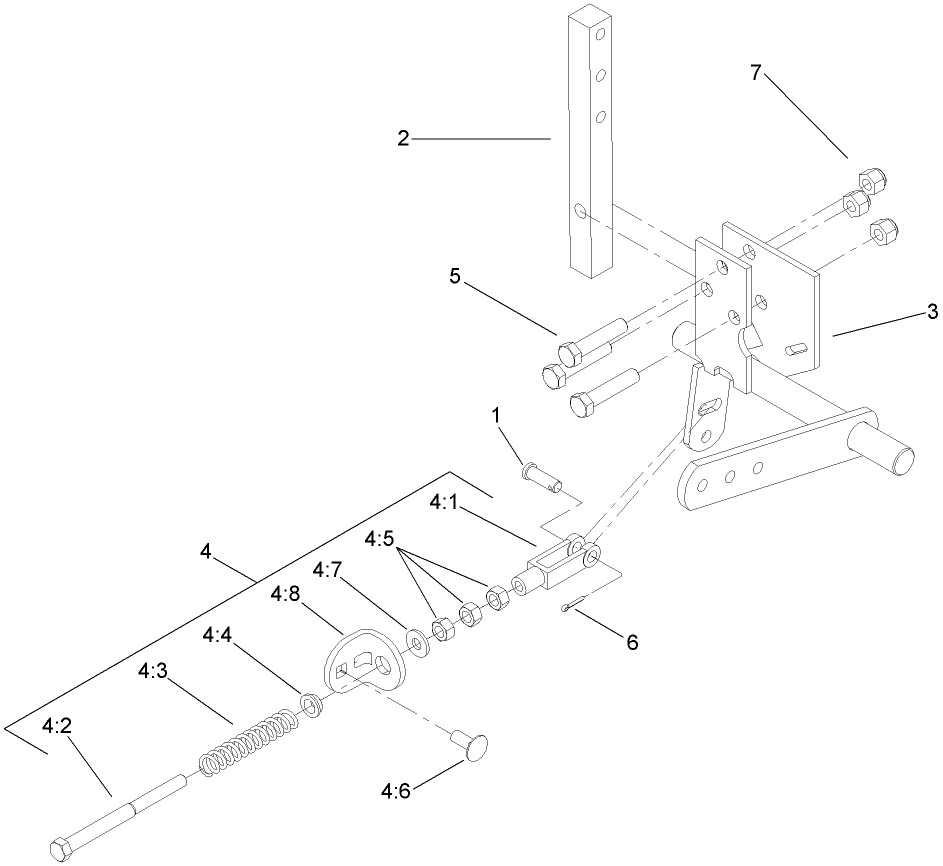 Lh Motion Control Assembly Diagram and Parts List for 74237CP (270000001-270999999)(2007) Toro Lawn Mower