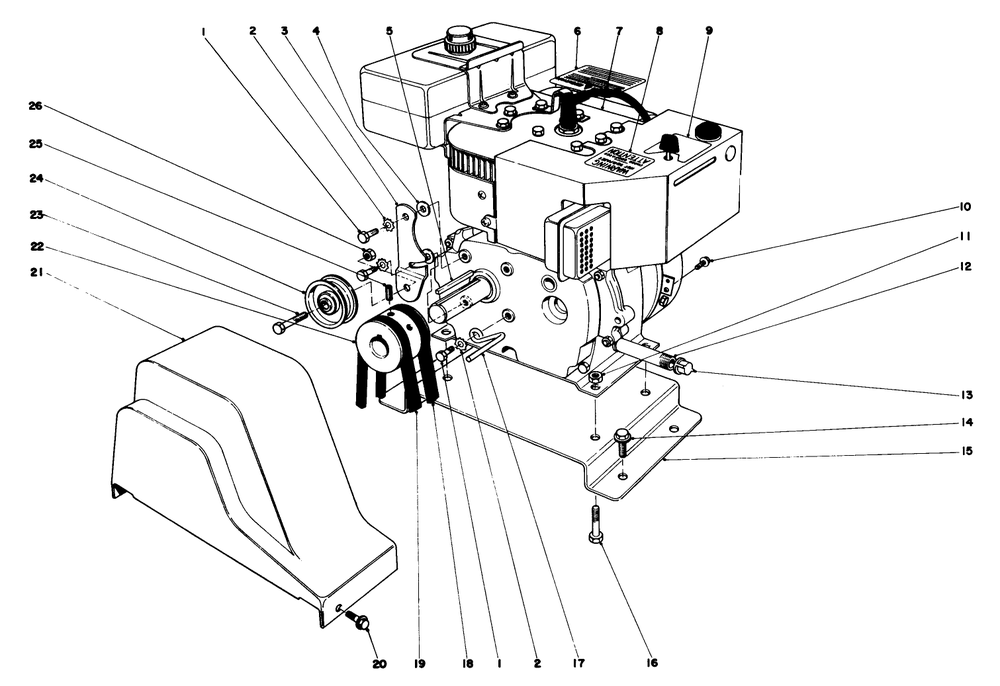 Engine Assembly (Model No. 38050) Diagram and Parts List for 38040 8000001 - 8999999 Toro Snow Blower