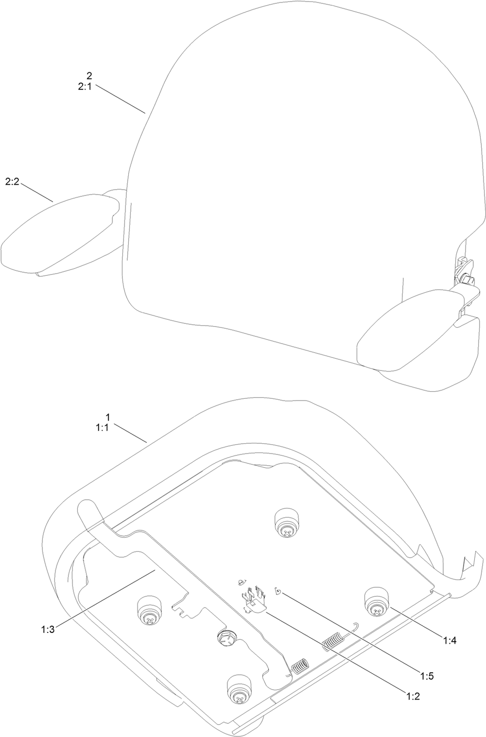 Seat Assembly No. 140-8303 Diagram and Parts List for 75756 412800000 - 999999999 Toro Lawn Tractor