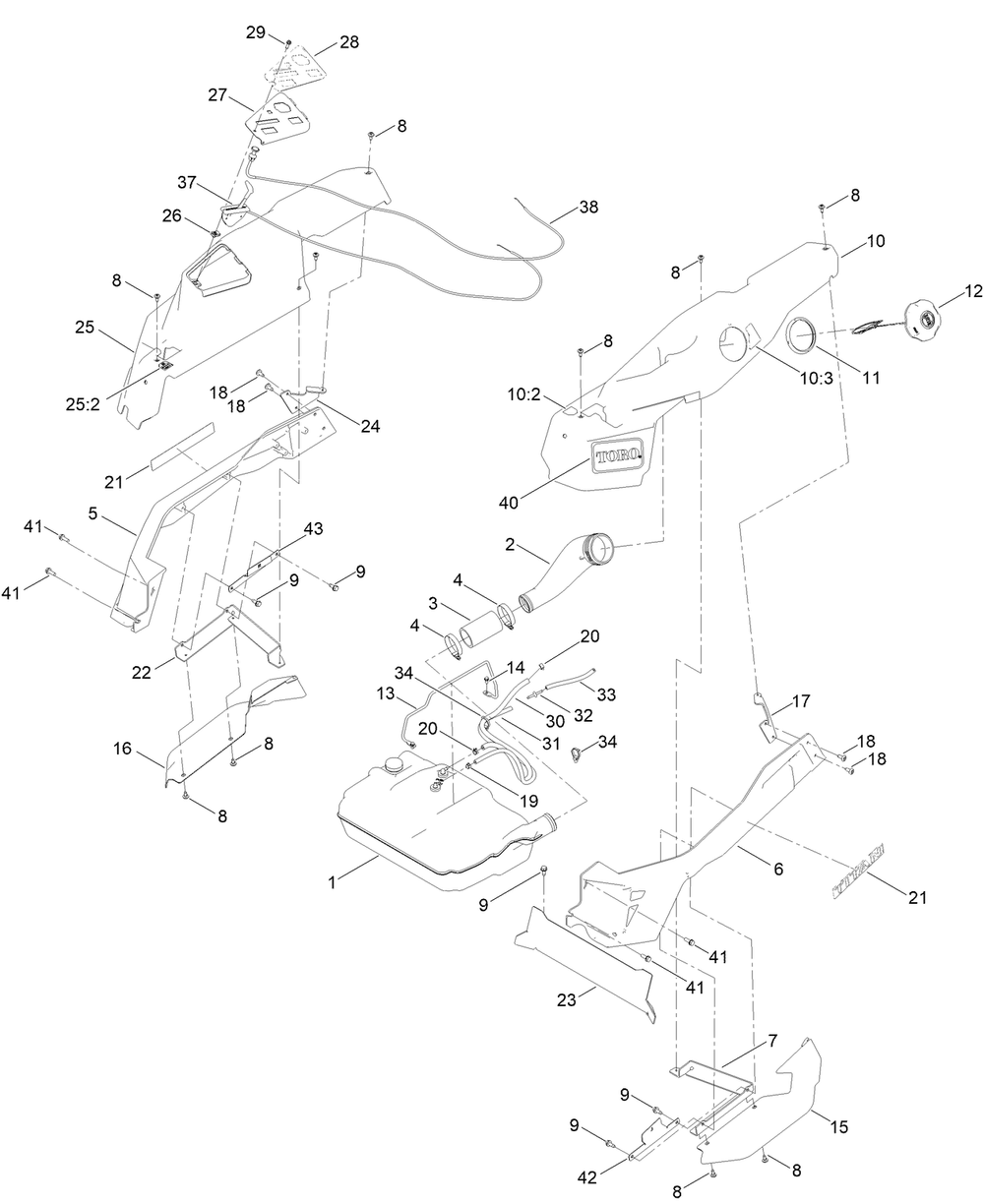 Styling Pod Assembly Diagram and Parts List for 76501 417163870 - 417259999 Toro Lawn Tractor