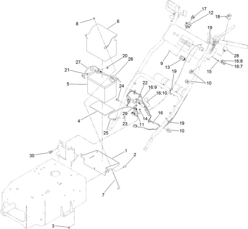 Electrical Assembly Diagram and Parts List for 33522 411000000 - 411999999 Toro Trimmer