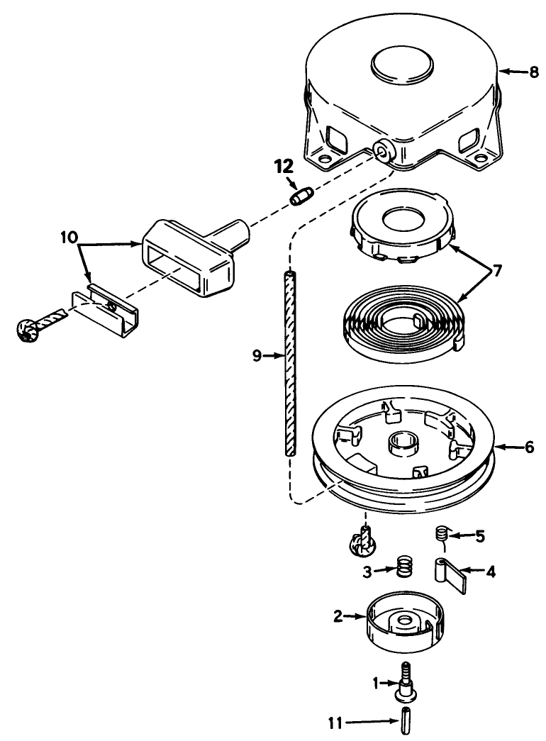 Rewind Starter No. 590420a Diagram and Parts List for 20586 5000001 - 5999999 Toro Lawn Mower