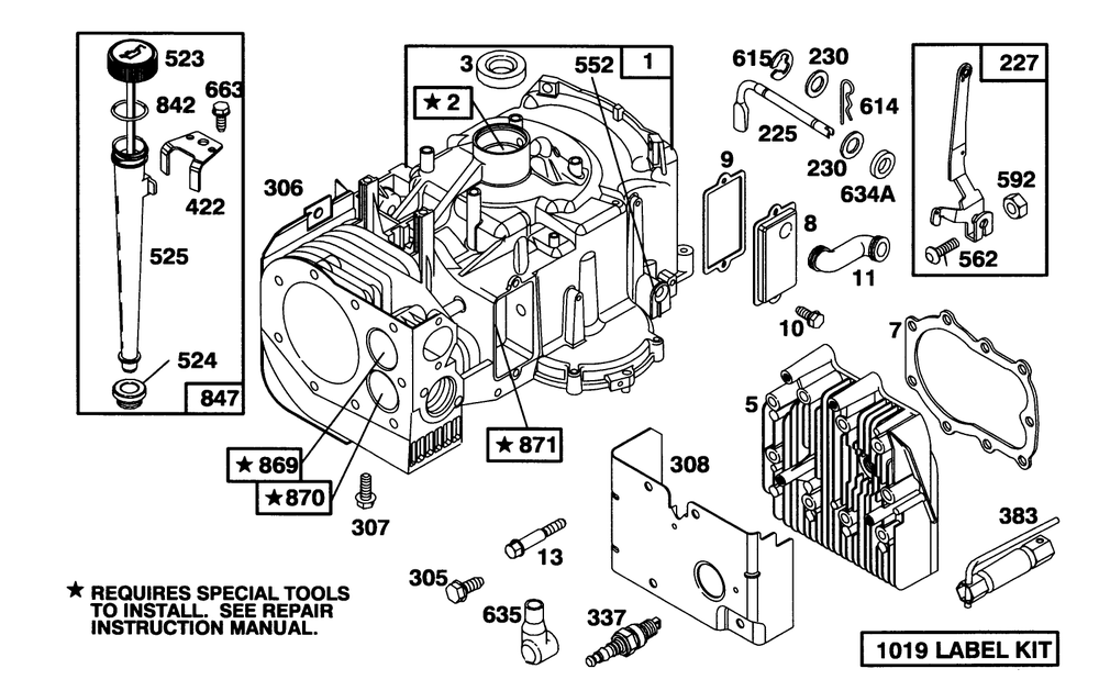 Engine Briggs & Stratton Model 286707-0452-01 Diagram and Parts List for 71203 3900001 - 3999999 Toro Lawn Tractor