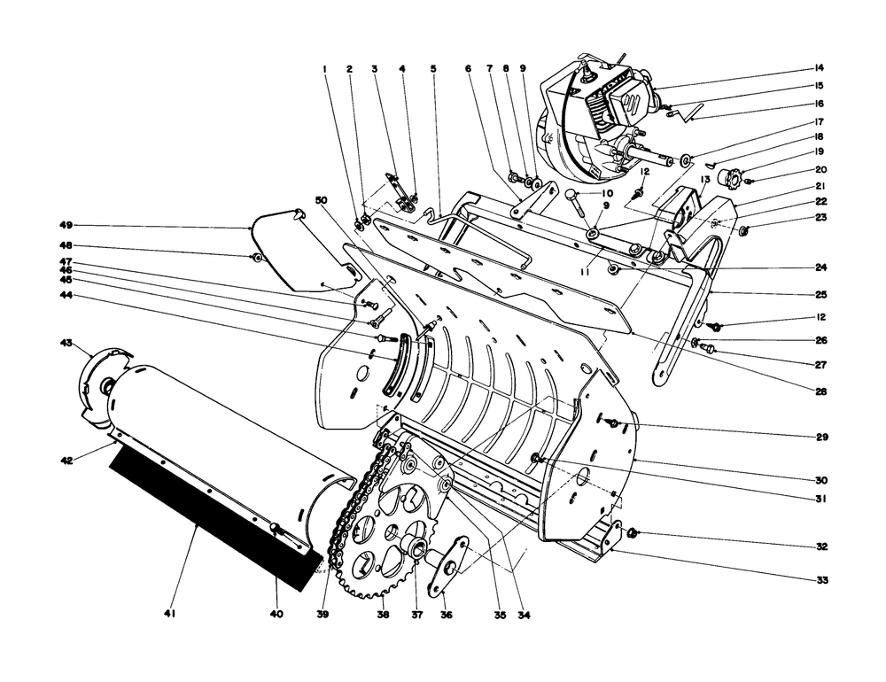 Lower Main Frame Diagram and Parts List for 31405 6000001 - 6999999 Toro Snow Blower