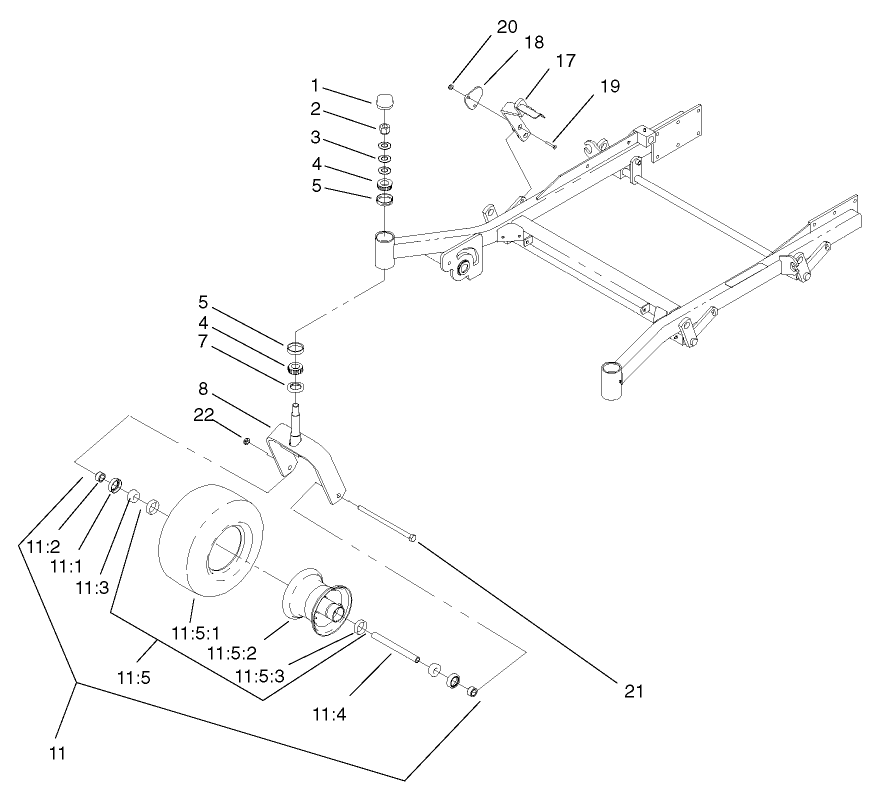 Caster And Wheel Assembly Diagram and Parts List for 74231 (230000001-230006000)(2003) Toro Lawn Mower