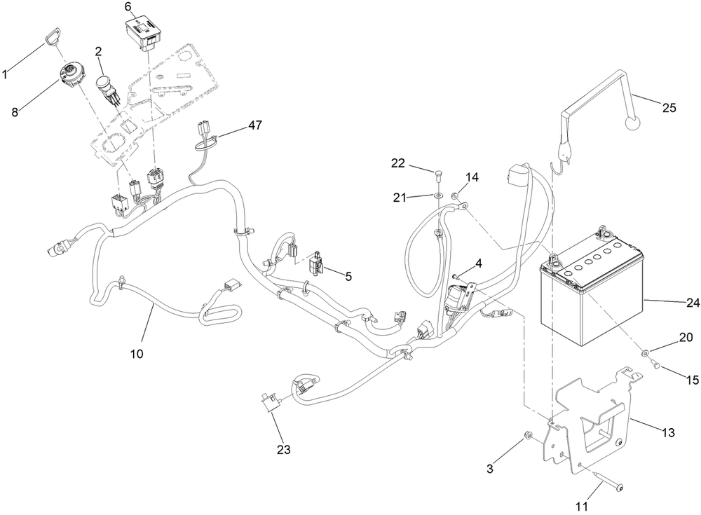Electrical Assembly Diagram and Parts List for 77248 411435988 - 999999999 Toro Lawn Tractor