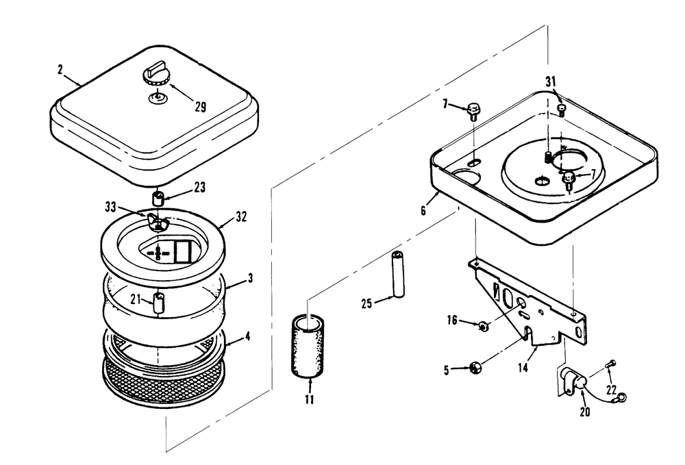 Air Cleaner Diagram and Parts List for 73421 5900001 - 5901046 Toro Lawn Tractor