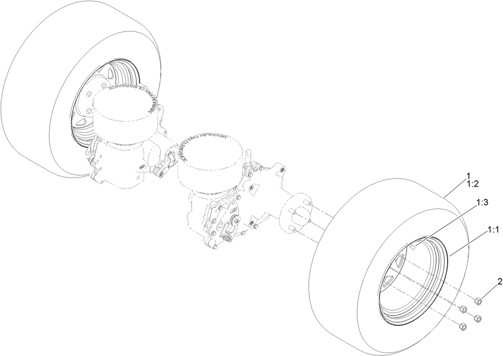 Rear Wheel Assembly Diagram and Parts List for 74002 400000000-409859942 Toro Lawn Tractor